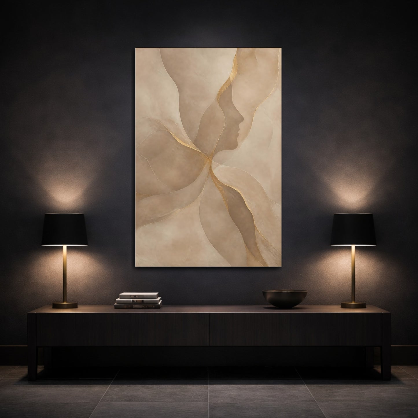 Mockup 3. Abstract Face Silhouette shown as canvas print