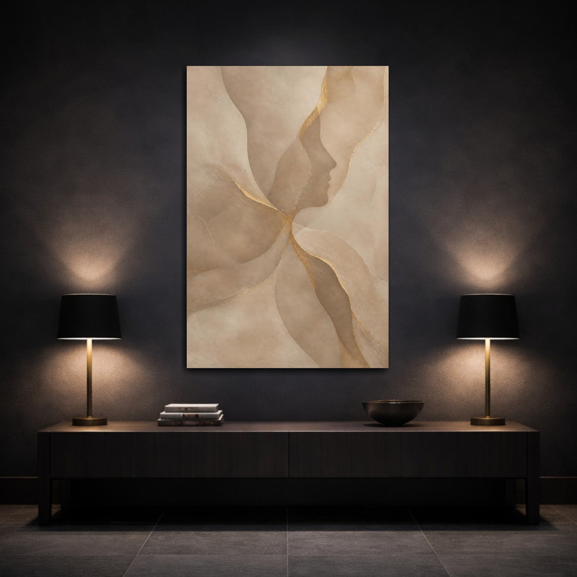 Mockup 3. Abstract Face Silhouette shown as canvas print