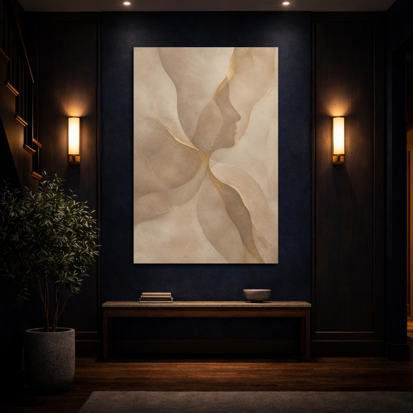 Mockup 4. Abstract Face Silhouette shown as canvas print