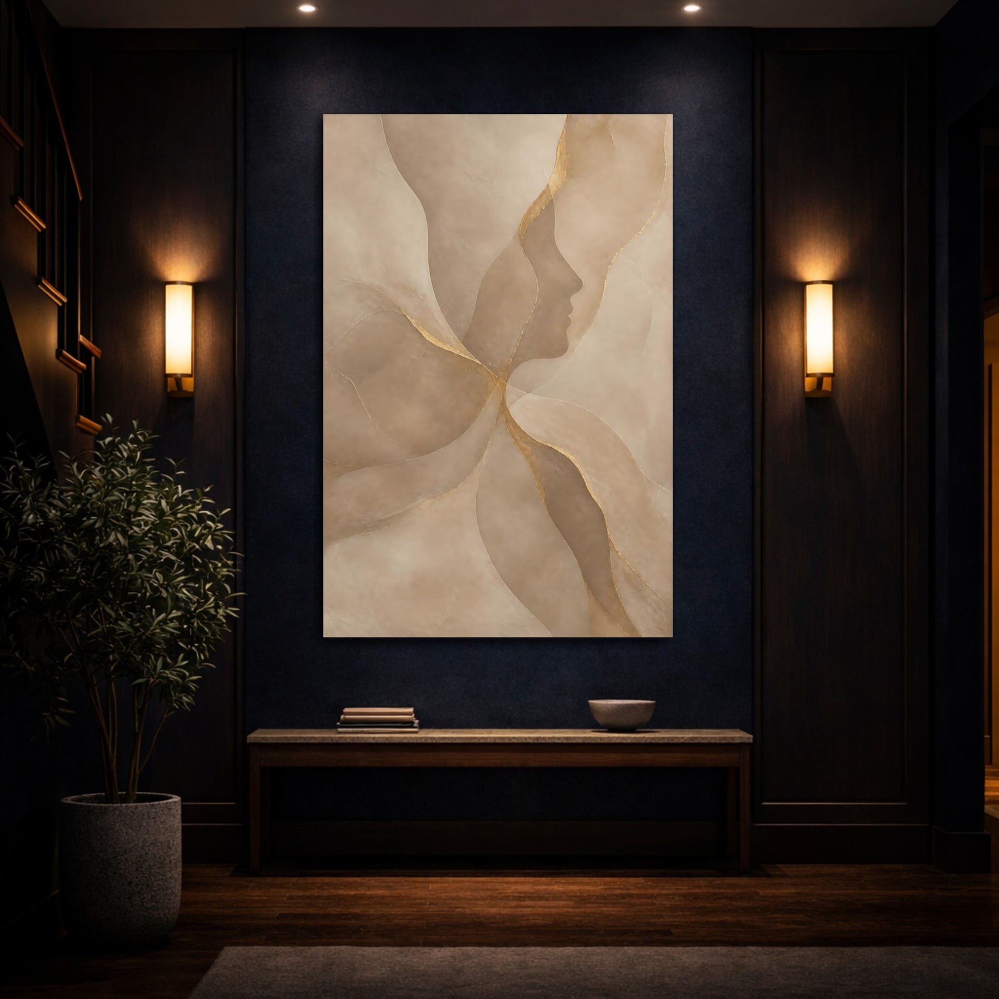 Mockup 4. Abstract Face Silhouette shown as canvas print