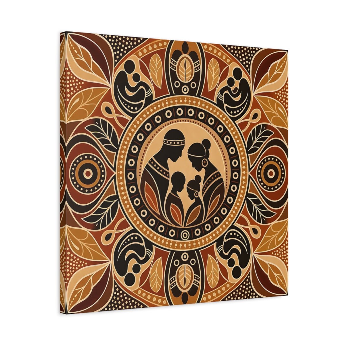 Abstract Family Brown And Tan Canvas Print – Living Room, Above Console Table - YesArtYes