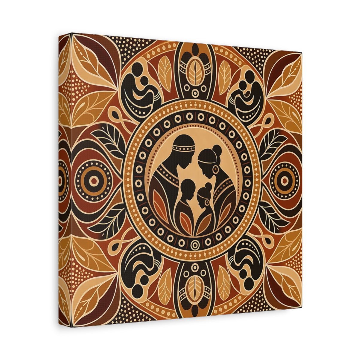 Abstract Family Brown And Tan Canvas Print – Living Room, Above Console Table - YesArtYes