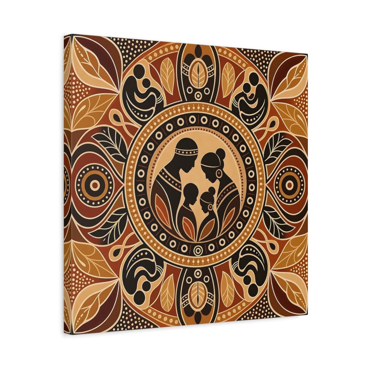 Abstract Family Brown And Tan Canvas Print – Living Room, Above Console Table - YesArtYes