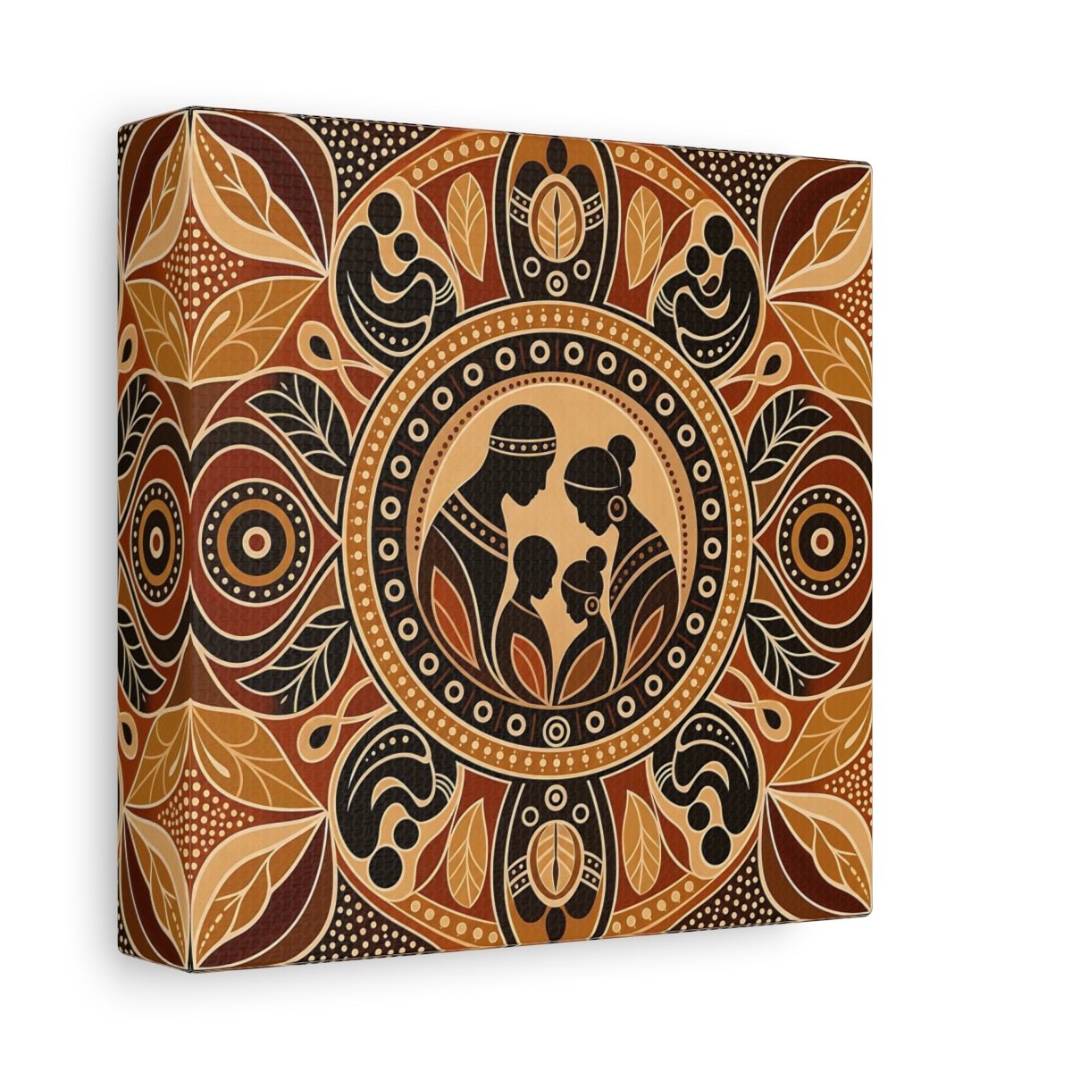 Abstract Family Brown And Tan Canvas Print – Living Room, Above Console Table - YesArtYes
