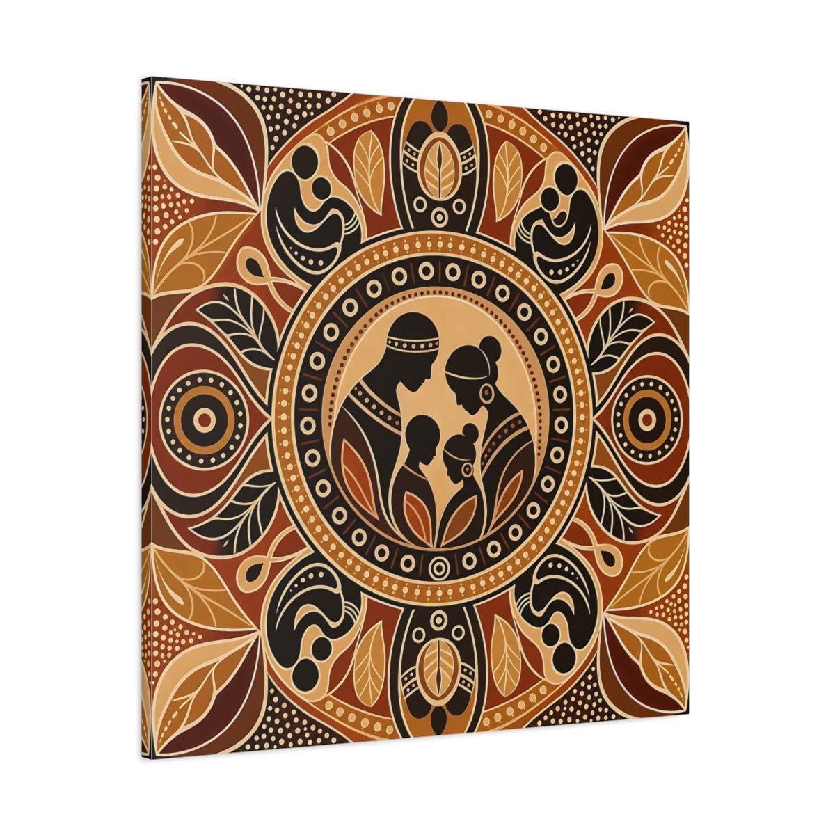 Abstract Family Brown And Tan Canvas Print – Living Room, Above Console Table - YesArtYes