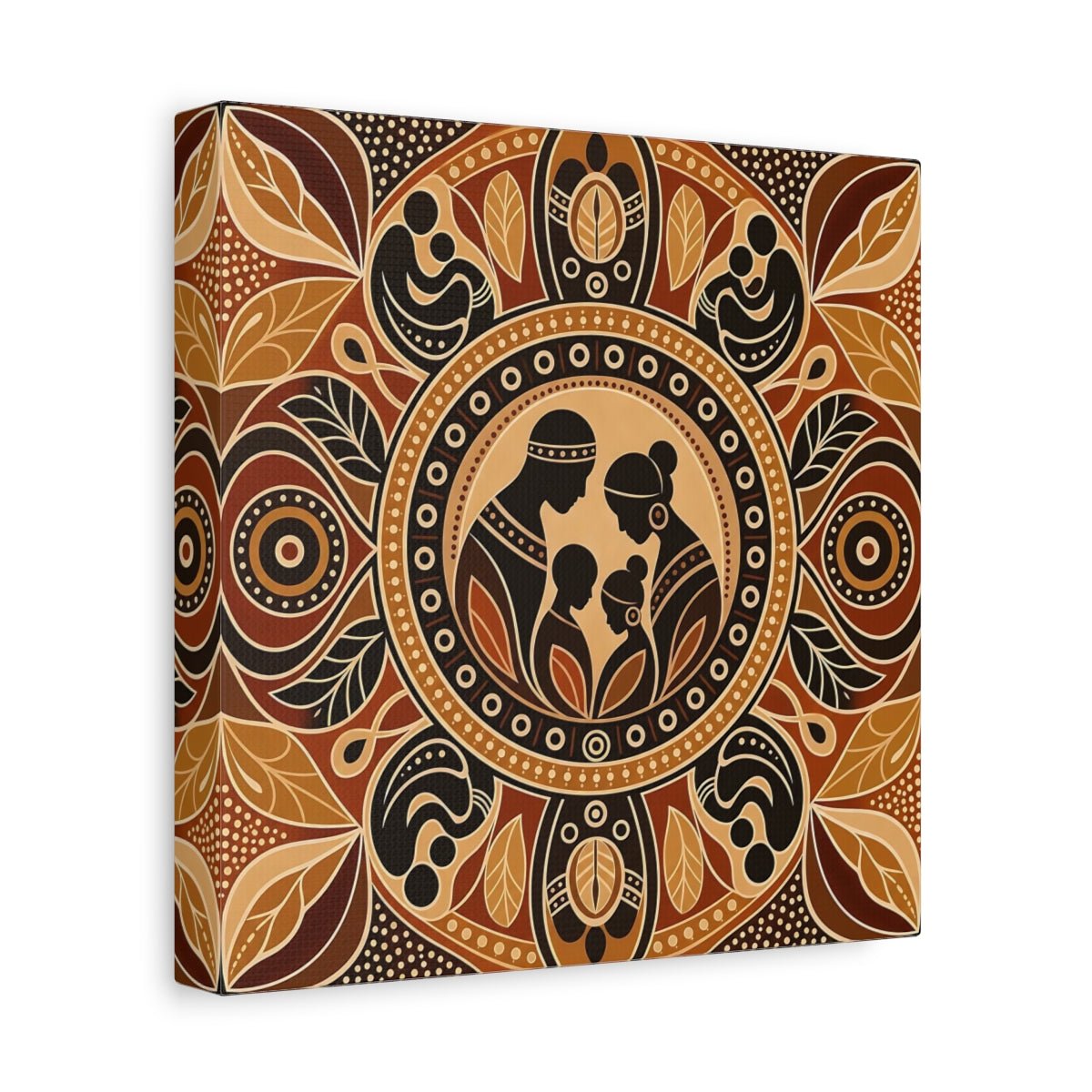 Abstract Family Brown And Tan Canvas Print – Living Room, Above Console Table - YesArtYes