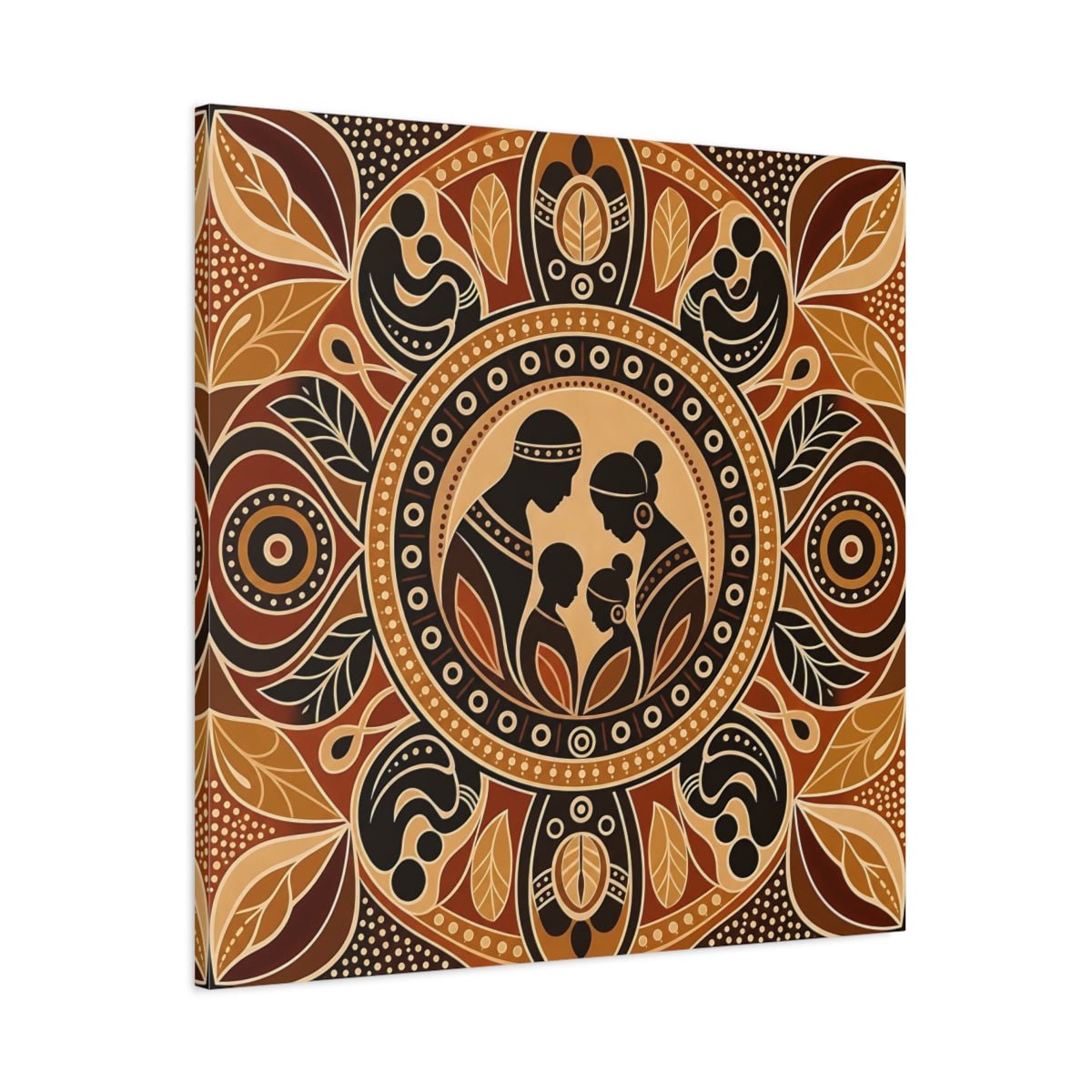 Abstract Family Brown And Tan Canvas Print – Living Room, Above Console Table - YesArtYes
