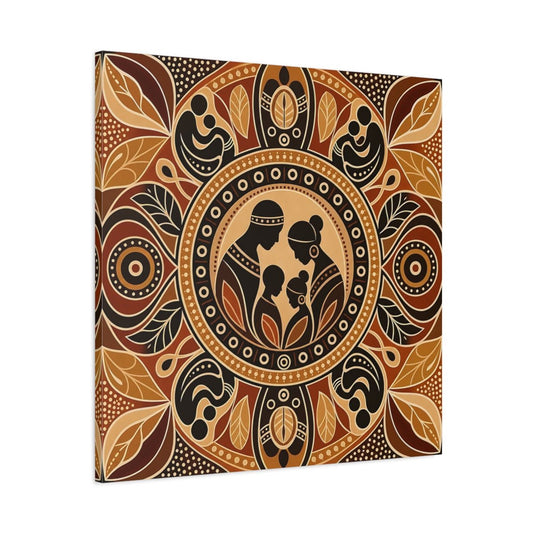Abstract Family Brown And Tan Canvas Print – Living Room, Above Console Table - YesArtYes