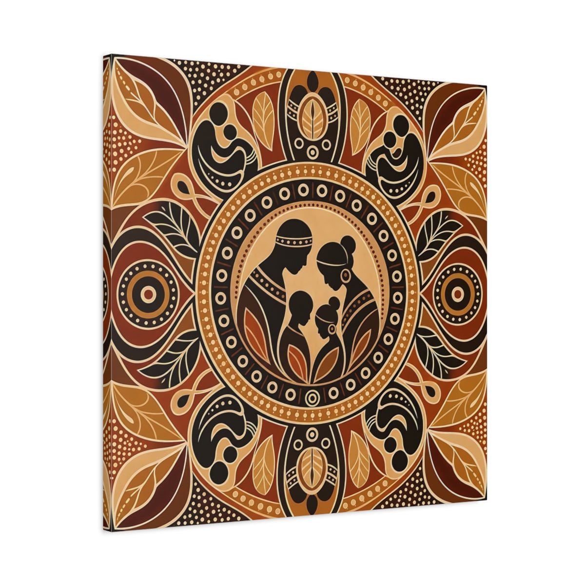 Abstract Family Brown And Tan Canvas Print – Living Room, Above Console Table - YesArtYes