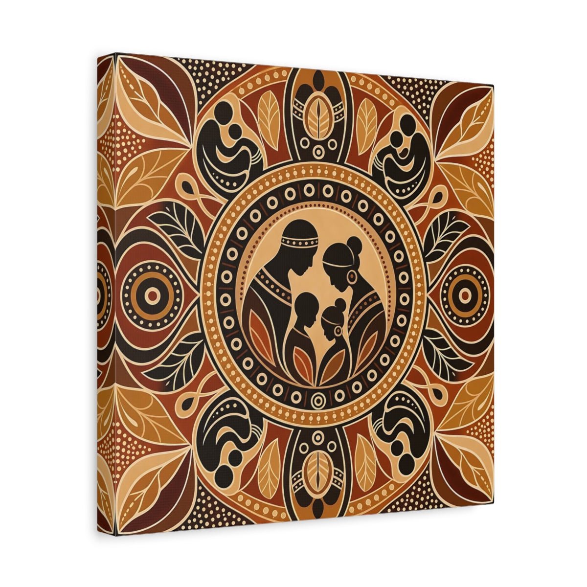 Abstract Family Brown And Tan Canvas Print – Living Room, Above Console Table - YesArtYes