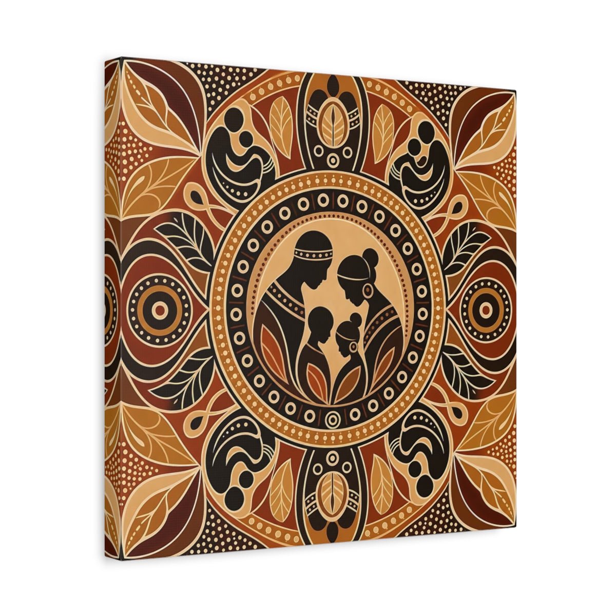 Abstract Family Brown And Tan Canvas Print – Living Room, Above Console Table - YesArtYes