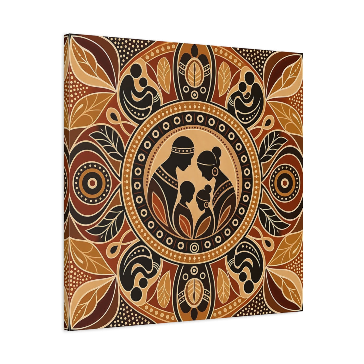 Side Mockup 3. Abstract Family Brown And Tan shown as canvas print