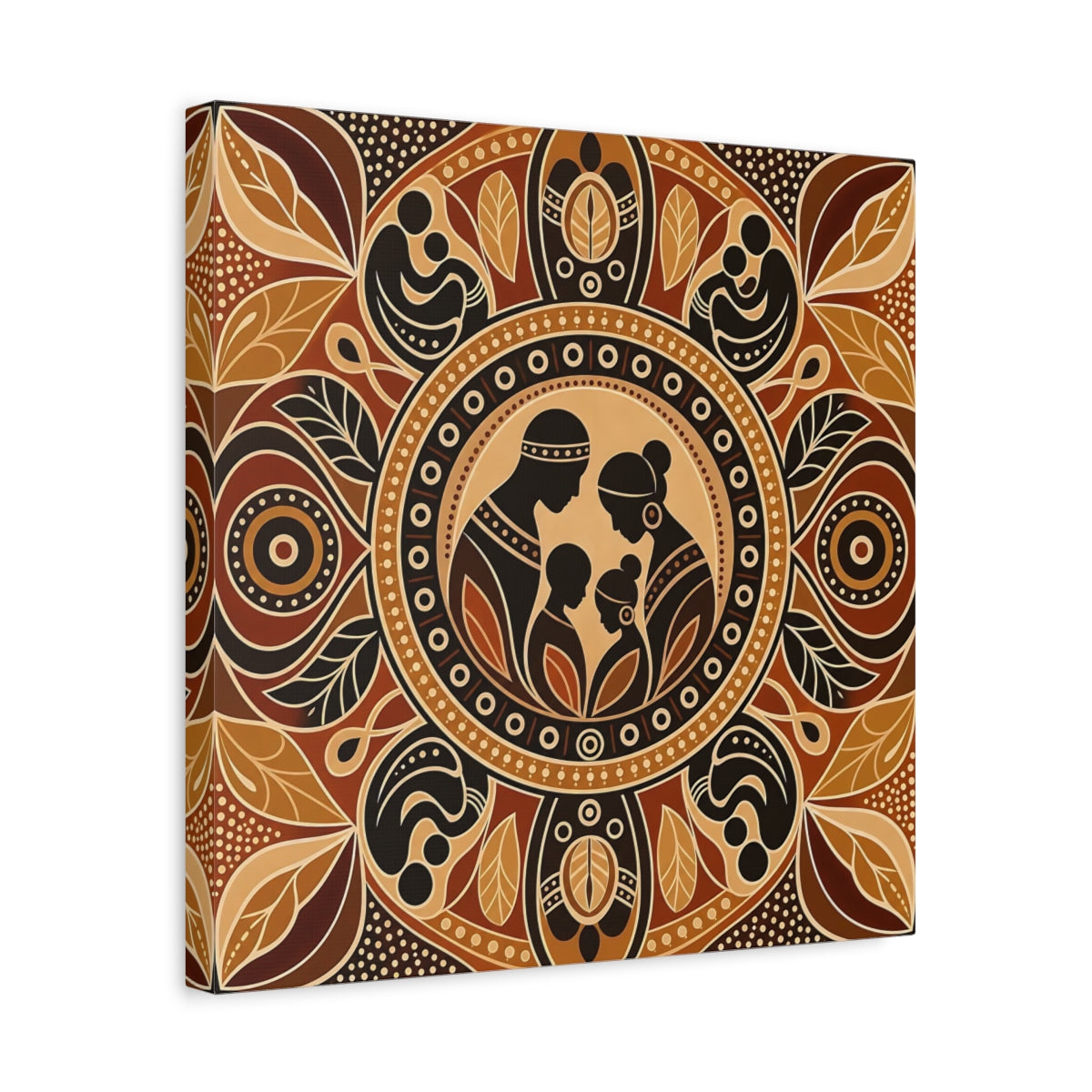 Side Mockup 6. Abstract Family Brown And Tan shown as canvas print