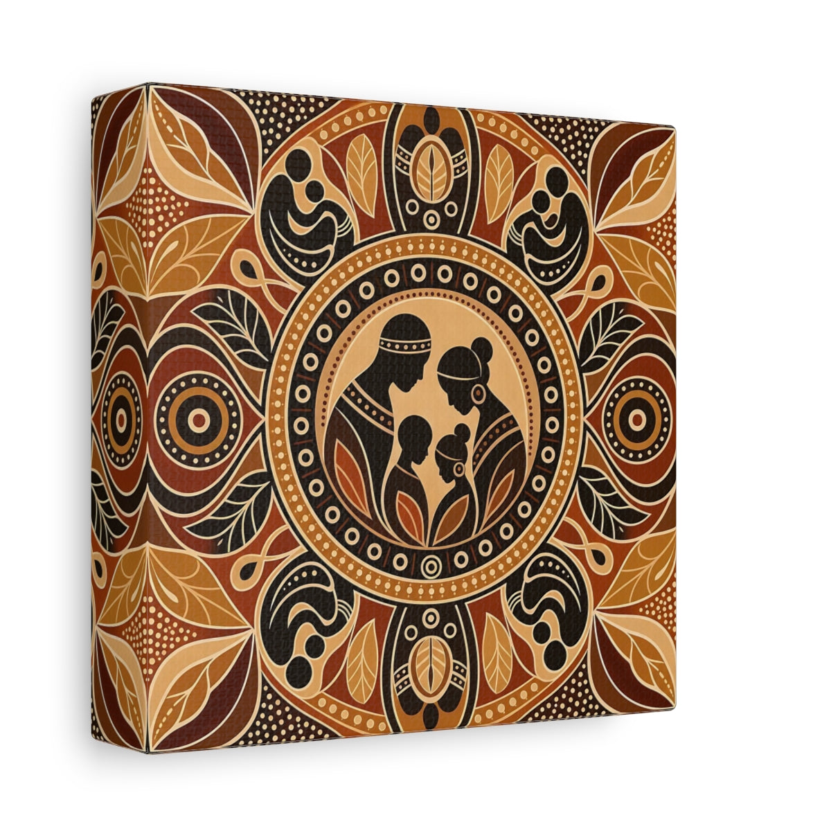 Side Mockup 2. Abstract Family Brown And Tan shown as canvas print