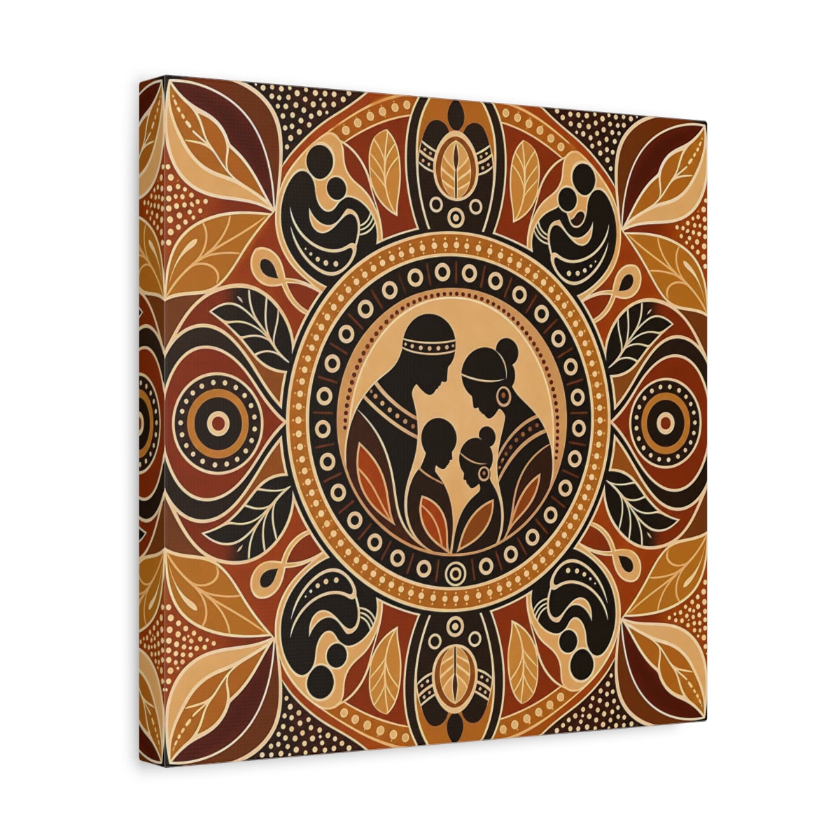Side Mockup 7. Abstract Family Brown And Tan shown as canvas print