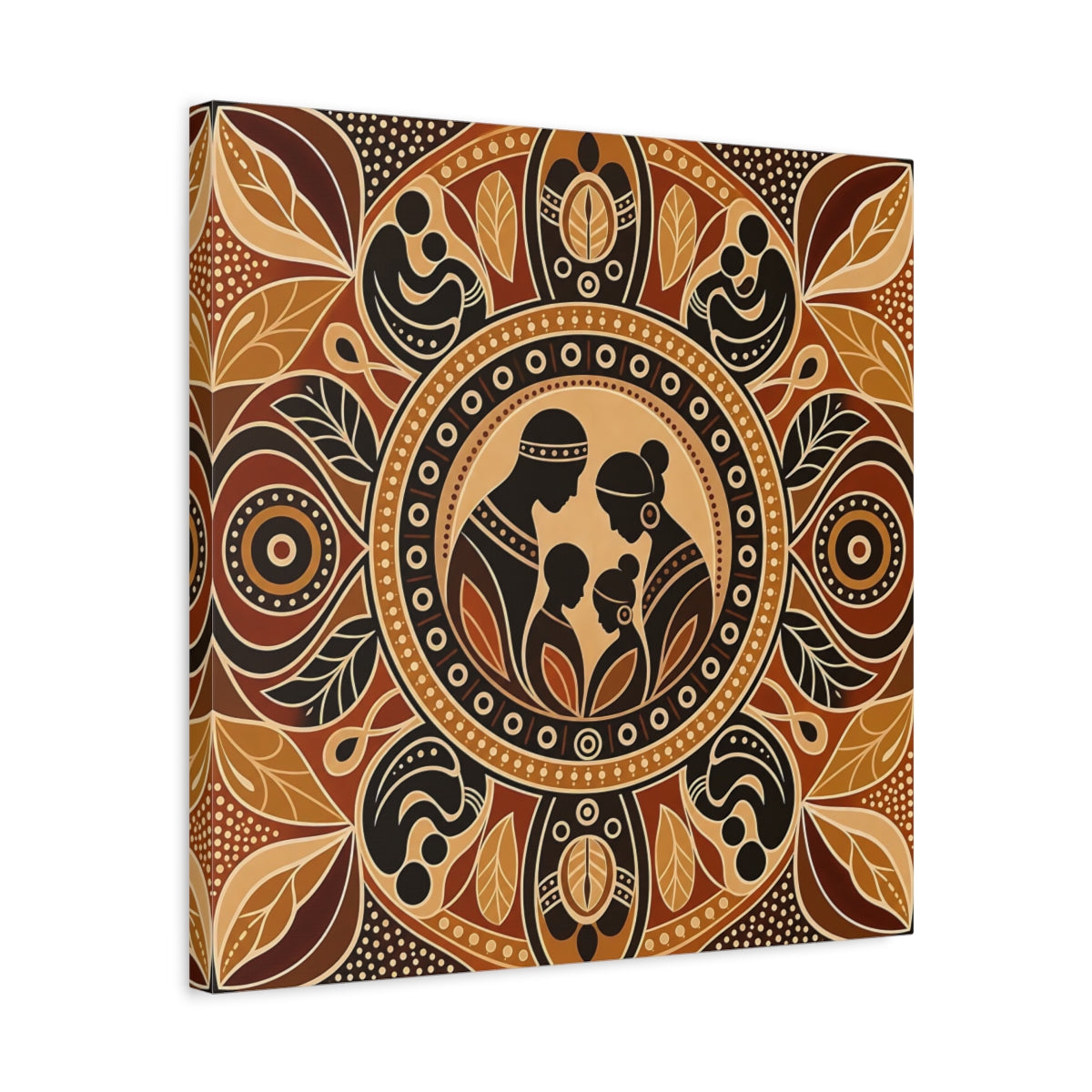Side Mockup 5. Abstract Family Brown And Tan shown as canvas print