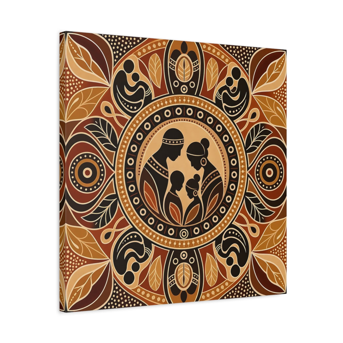 Side Mockup 4. Abstract Family Brown And Tan shown as canvas print
