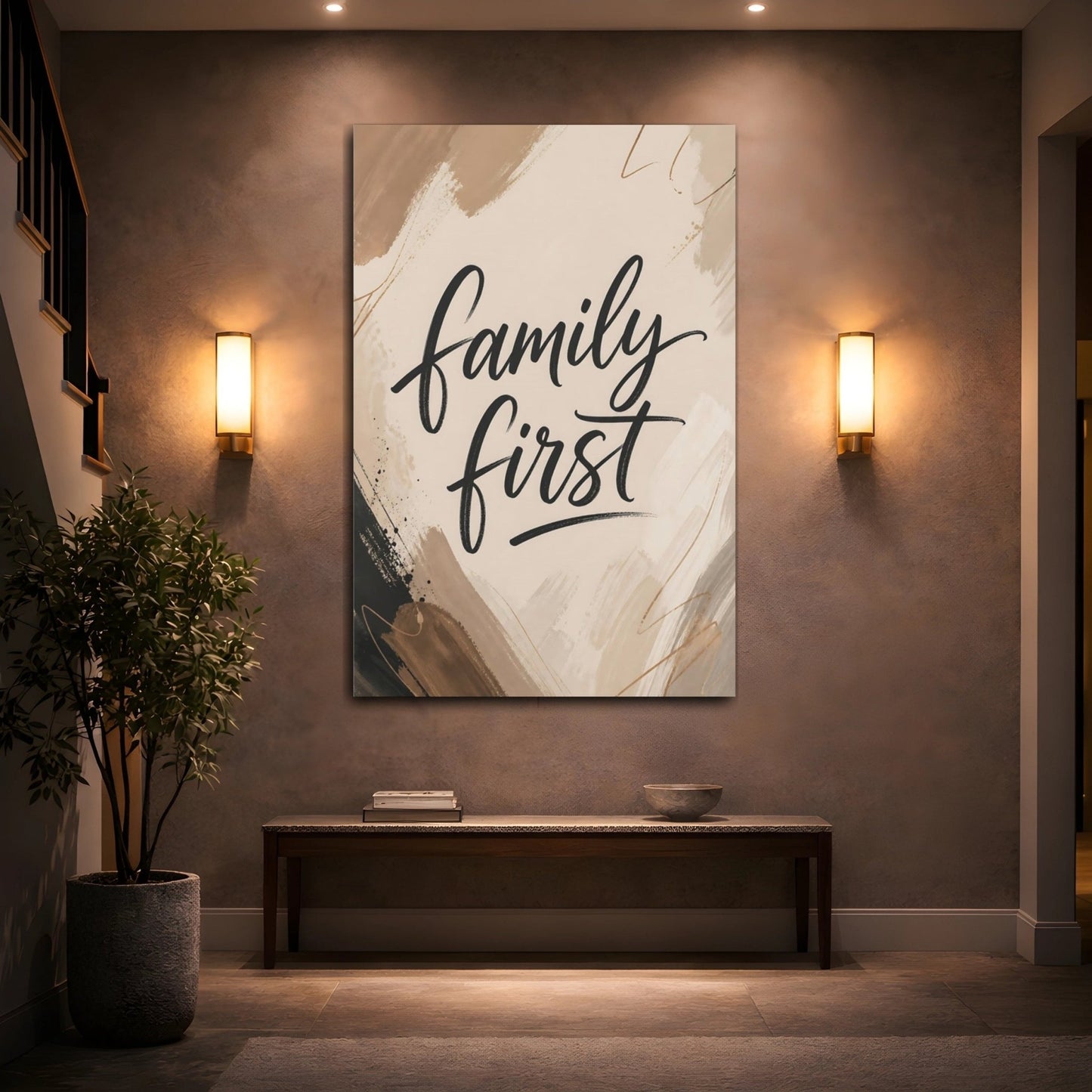 Abstract Family First Canvas Print – Modern Decor for Living Room, Above Couch - YesArtYes