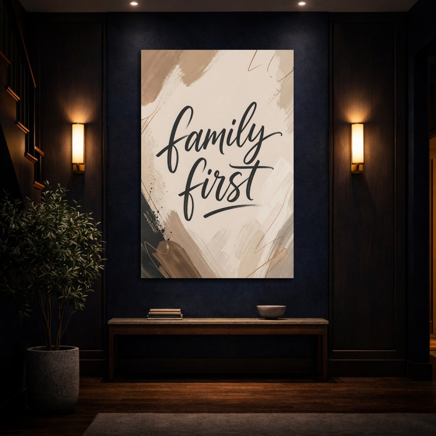 Abstract Family First Canvas Print – Modern Decor for Living Room, Above Couch - YesArtYes