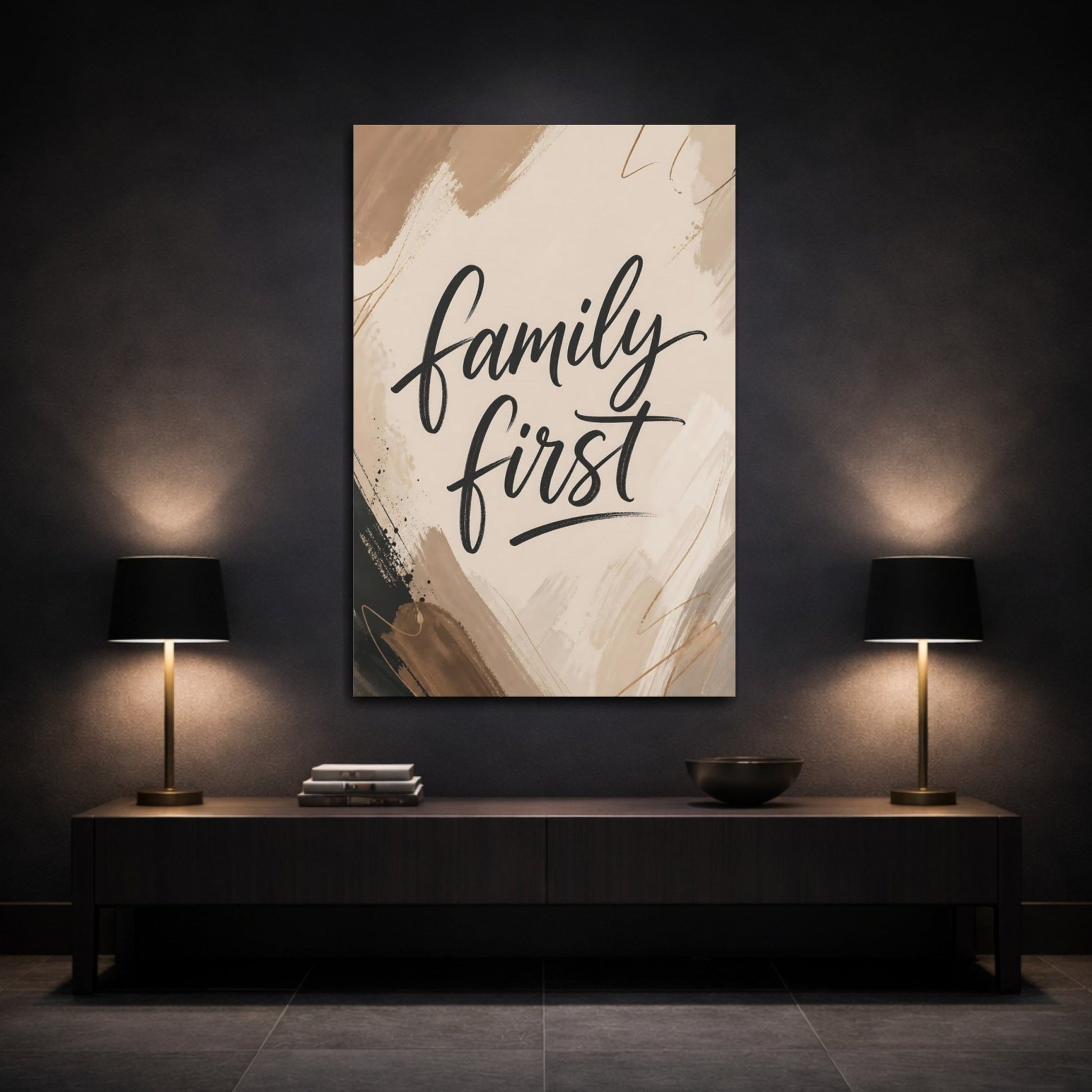 Abstract Family First Canvas Print – Modern Decor for Living Room, Above Couch - YesArtYes