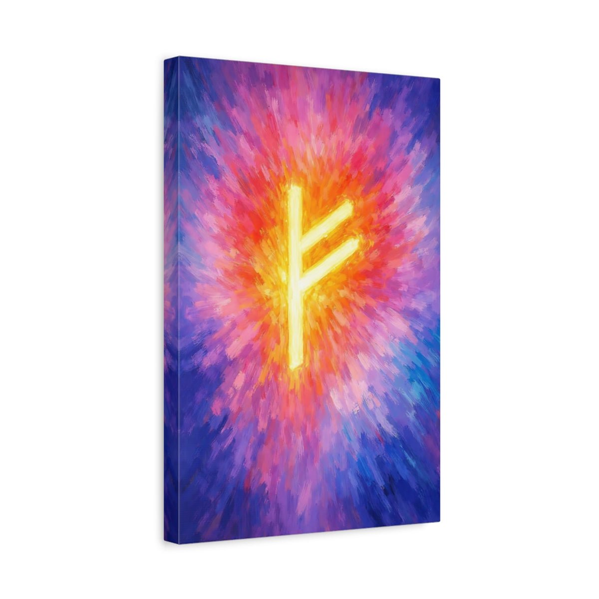 Abstract Fehu Rune Vibrant - Canvas Wall Art Print - YesArtYes