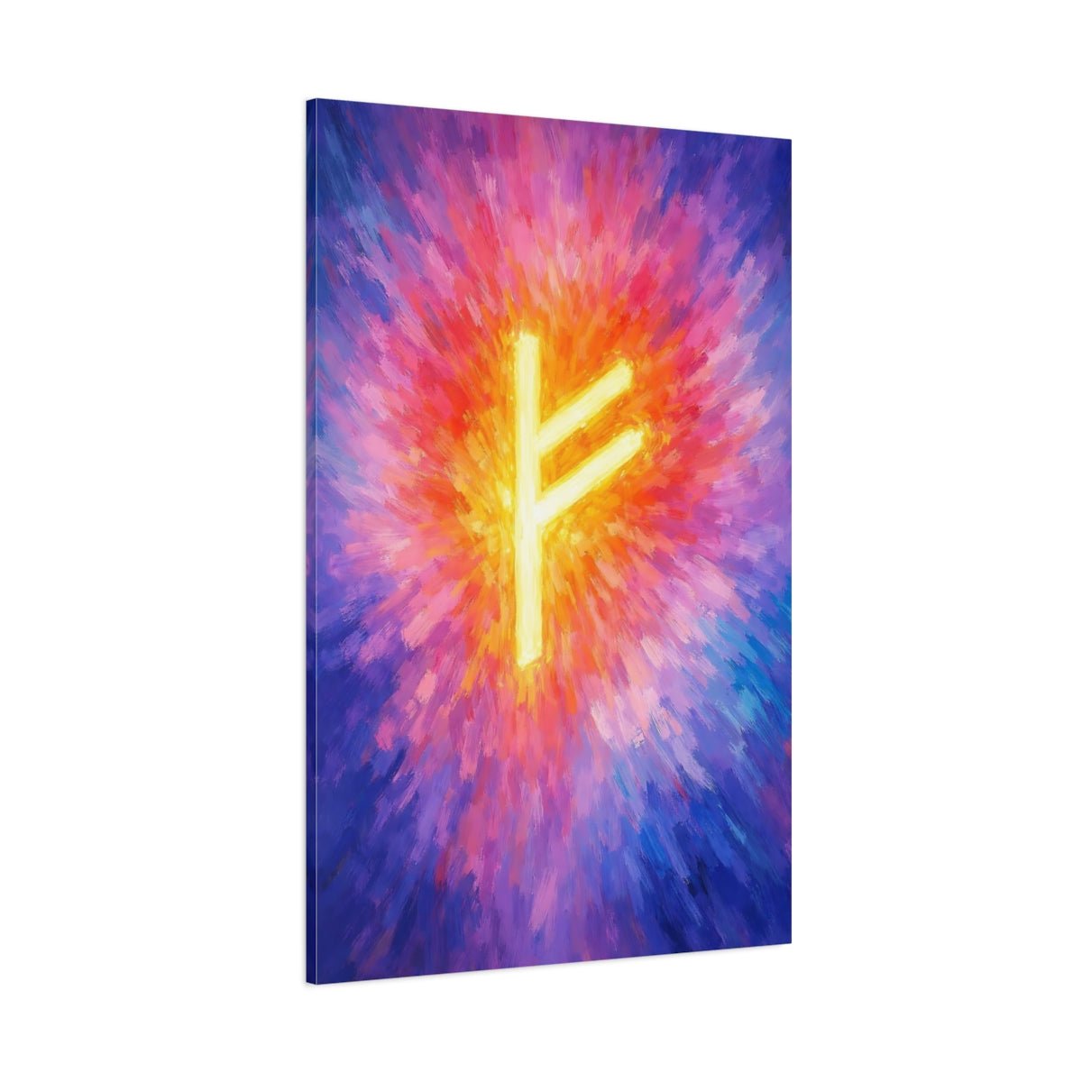 Abstract Fehu Rune Vibrant - Canvas Wall Art Print - YesArtYes