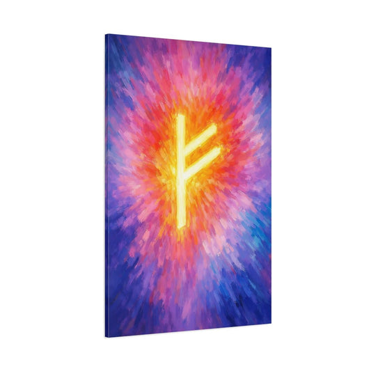 Abstract Fehu Rune Vibrant - Canvas Wall Art Print - YesArtYes