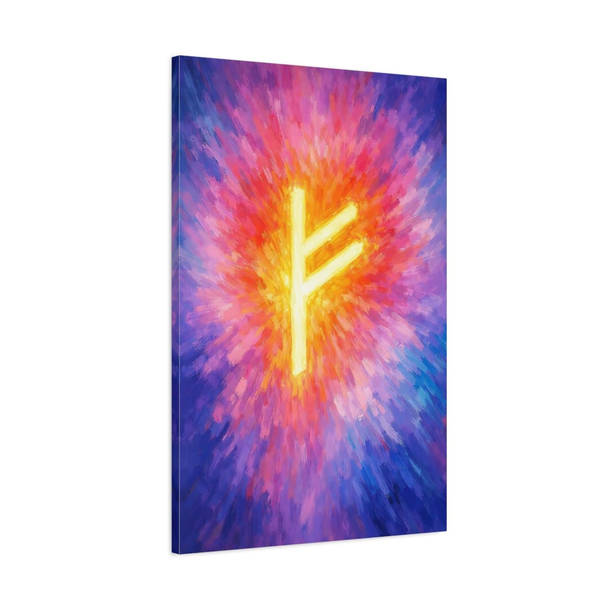 Abstract Fehu Rune Vibrant - Canvas Wall Art Print - YesArtYes