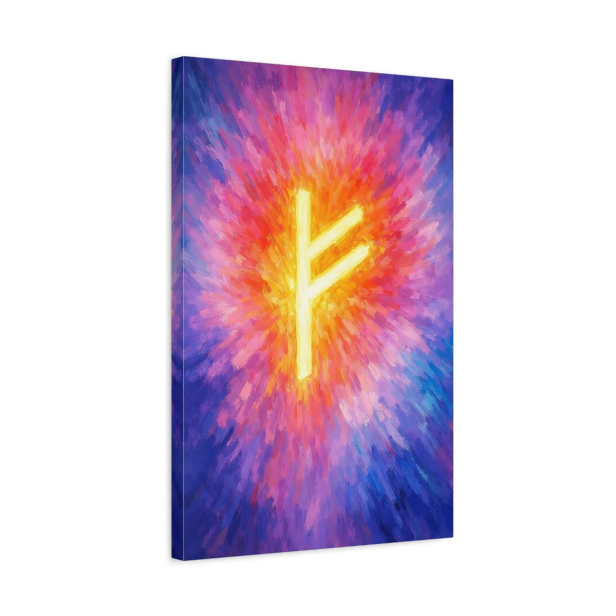 Abstract Fehu Rune Vibrant - Canvas Wall Art Print - YesArtYes
