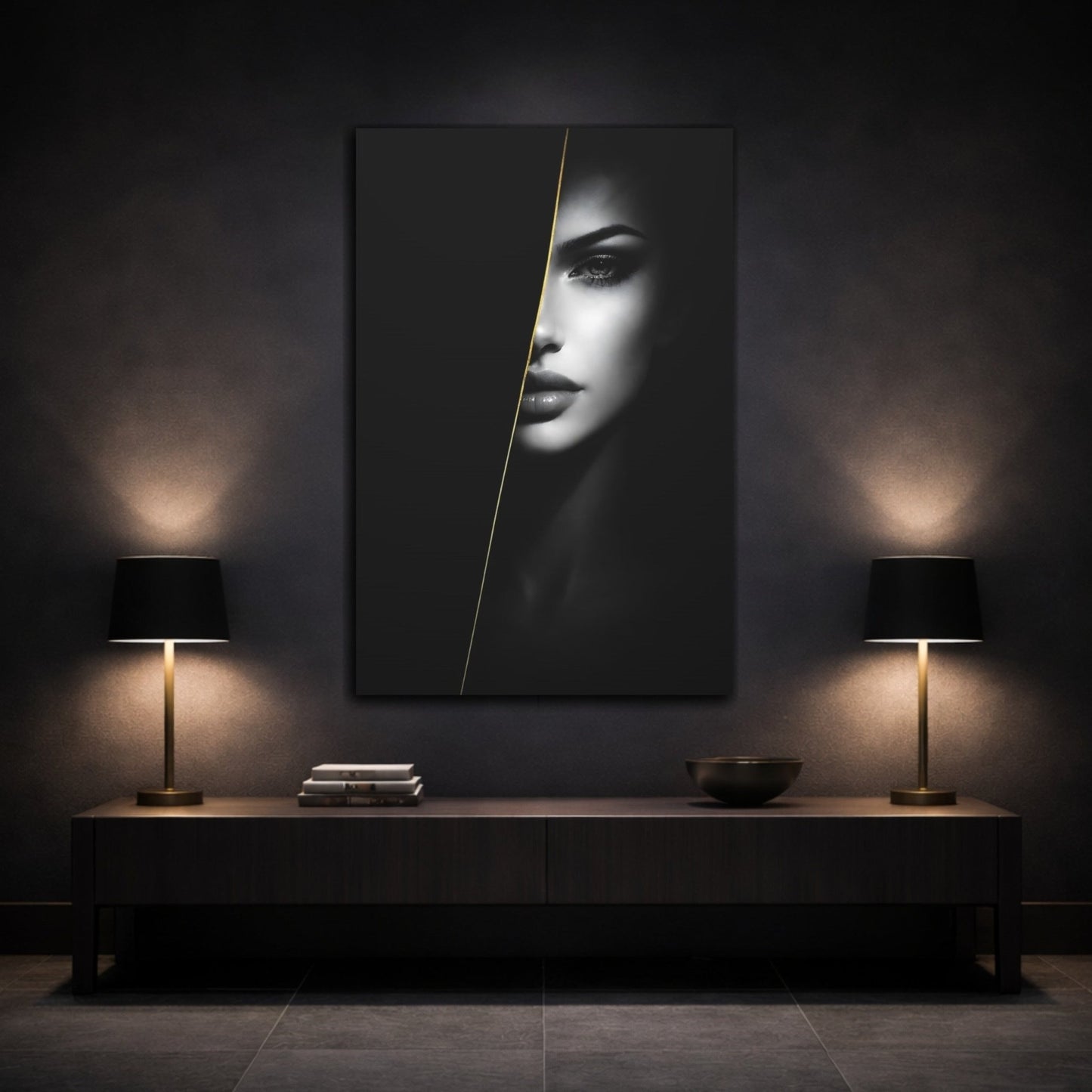 Abstract Female Face Monochrome - Canvas Wall Art Print - YesArtYes