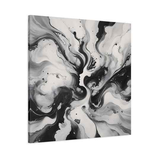 Main Mockup. Abstract Female Silhouette Black And White shown as stretched canvas wall art