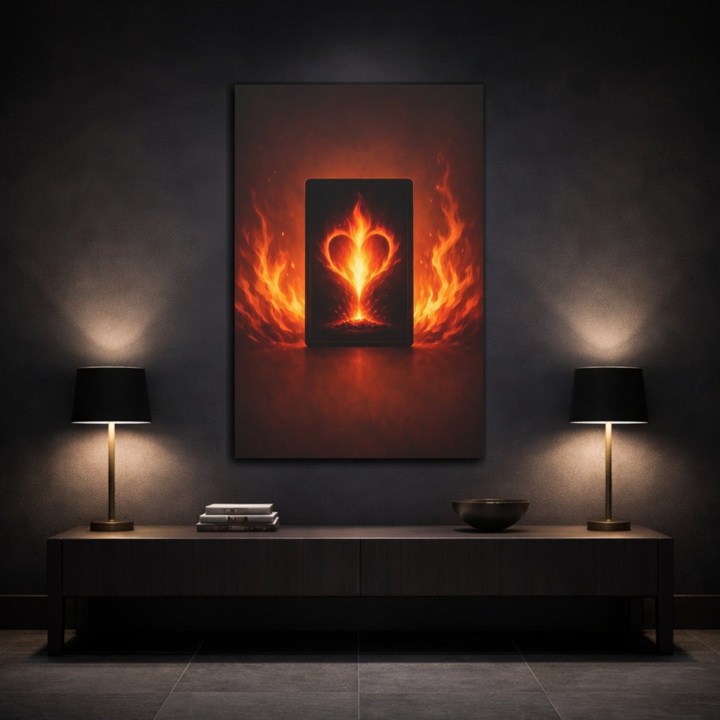 Abstract Fiery Heart - Canvas Wall Art Print - YesArtYes