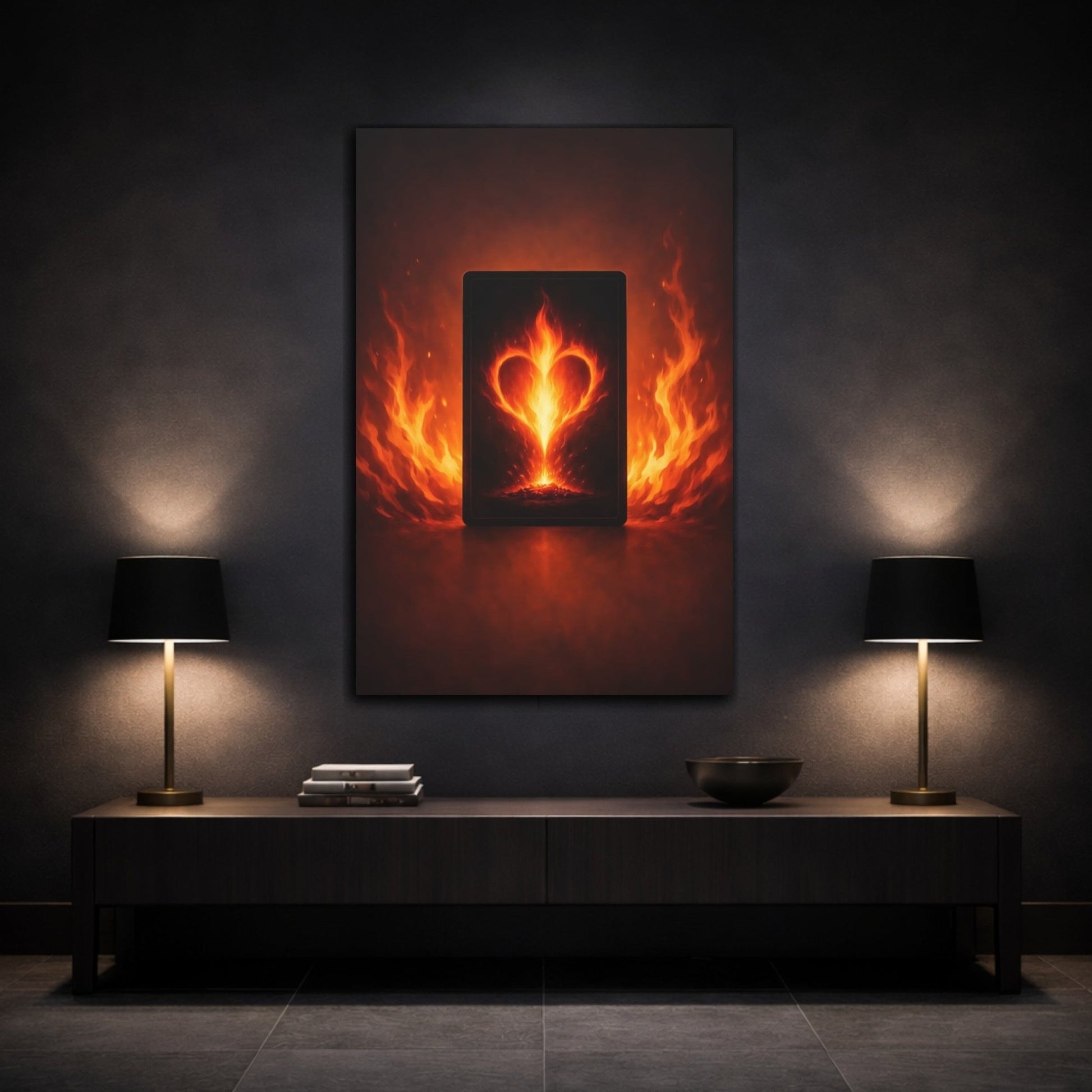 Abstract Fiery Heart - Canvas Wall Art Print - YesArtYes