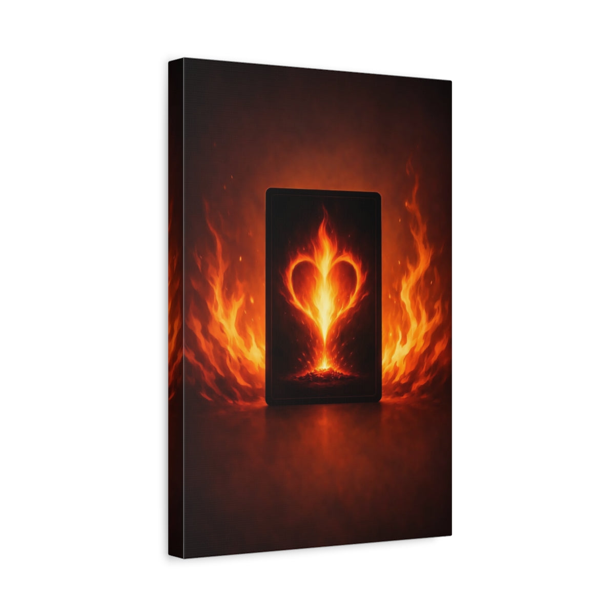 Side Mockup 4. Abstract Fiery Heart Fiery Heart shown as stretched canvas wall art