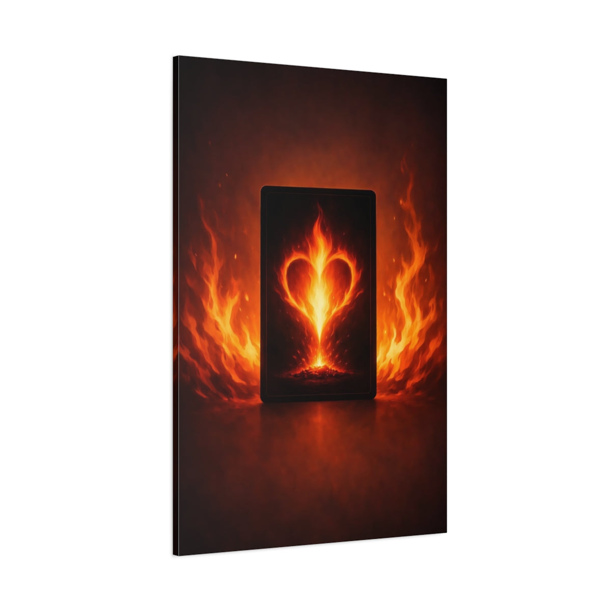 Main Mockup. Abstract Fiery Heart Fiery Heart shown as stretched canvas wall art