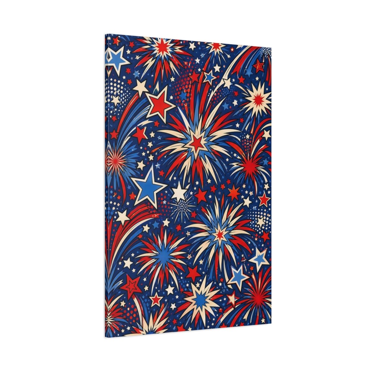 Abstract Fireworks Red White Blue Canvas Print – Living Room, Above Console Table, Multicolor - YesArtYes