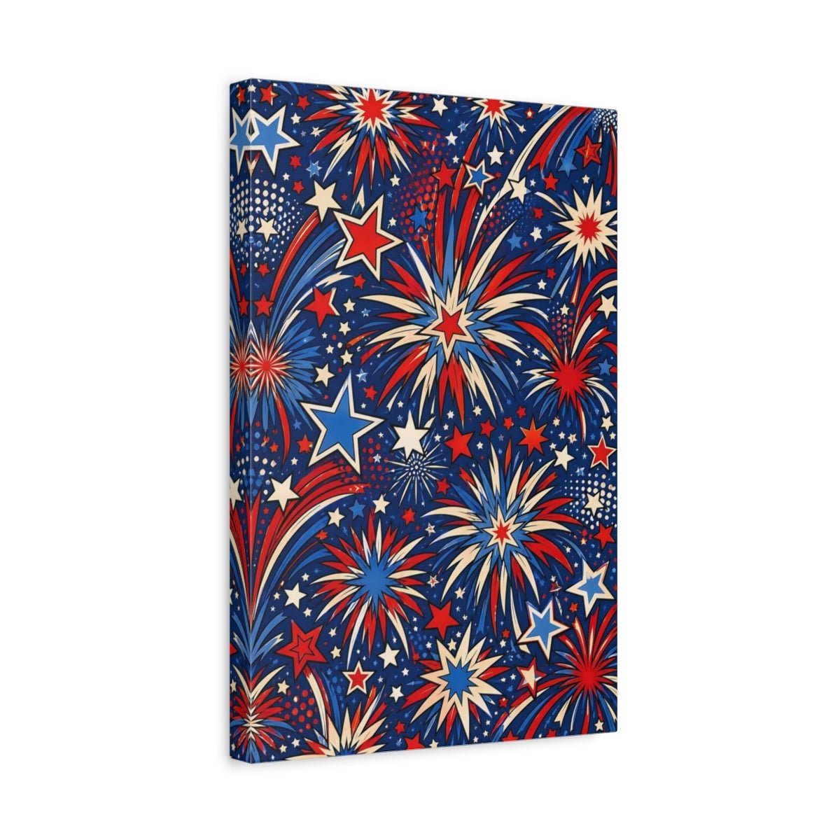 Abstract Fireworks Red White Blue Canvas Print – Living Room, Above Console Table, Multicolor - YesArtYes