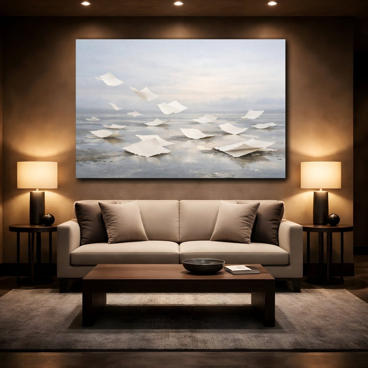 Abstract Floating Paper Ethereal Grey - Canvas Wall Art Print - YesArtYes