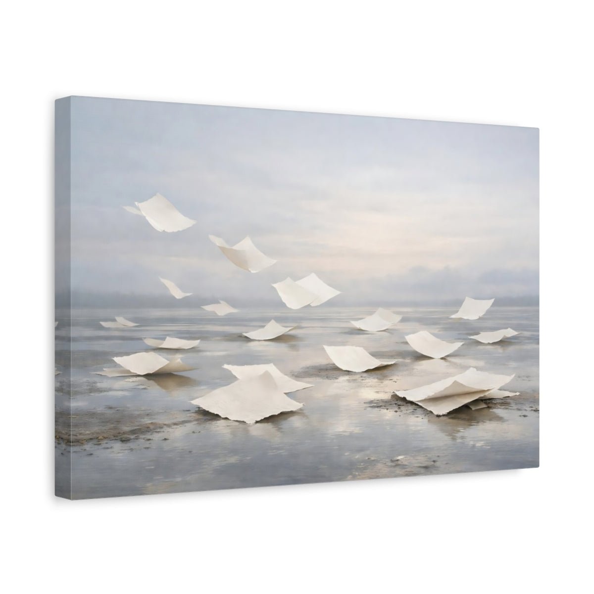 Abstract Floating Paper Ethereal Grey - Canvas Wall Art Print - YesArtYes