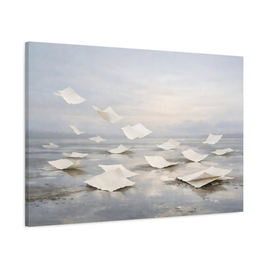 Abstract Floating Paper Ethereal Grey - Canvas Wall Art Print - YesArtYes