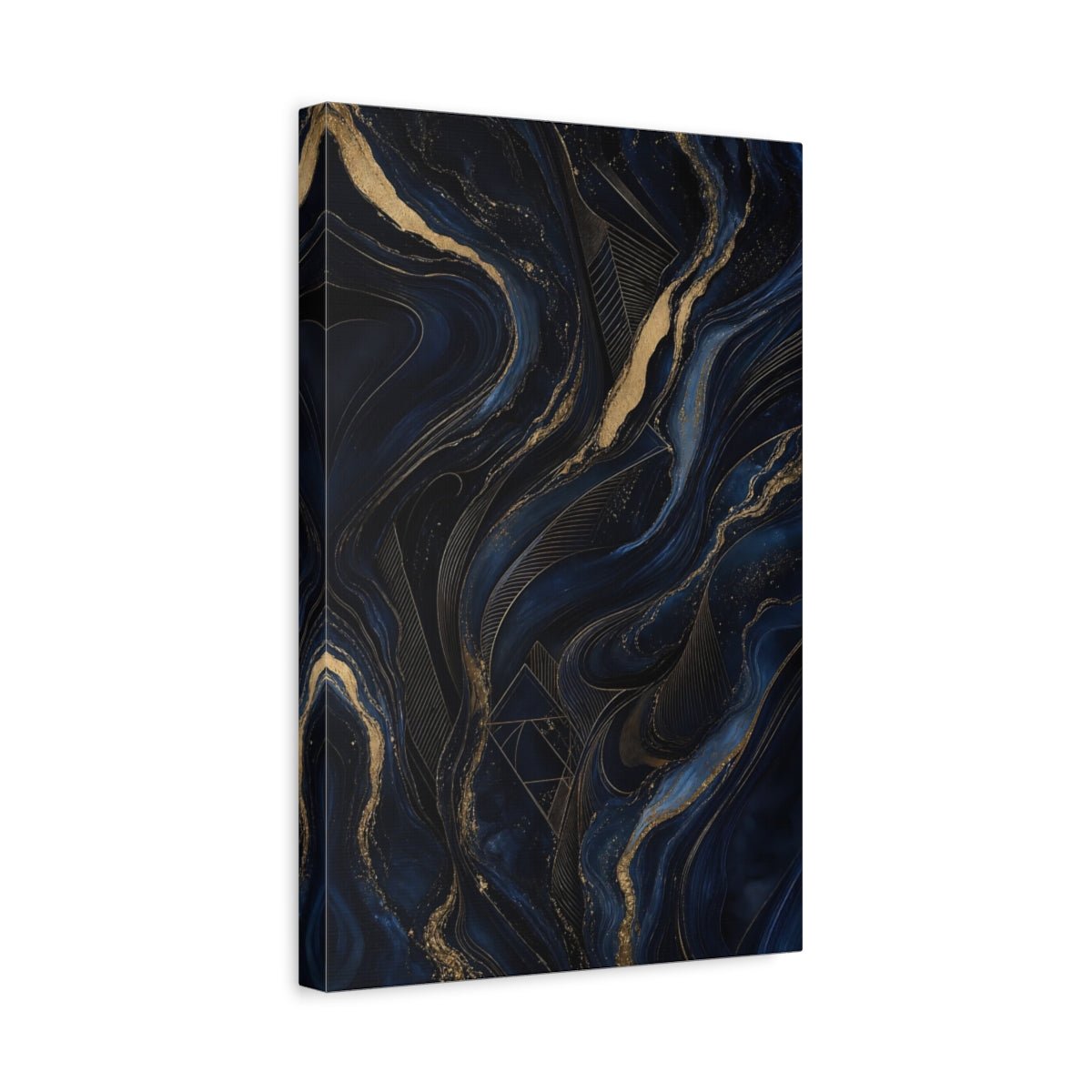 Abstract Flow Blue And Gold Canvas Wall Art Print – Living Room, Above Sofa - YesArtYes