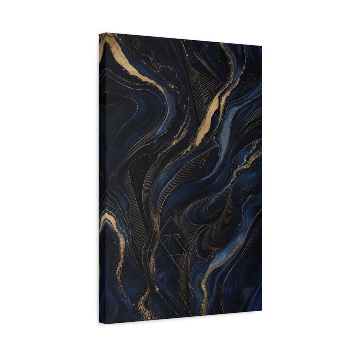 Abstract Flow Blue And Gold Canvas Wall Art Print – Living Room, Above Sofa - YesArtYes