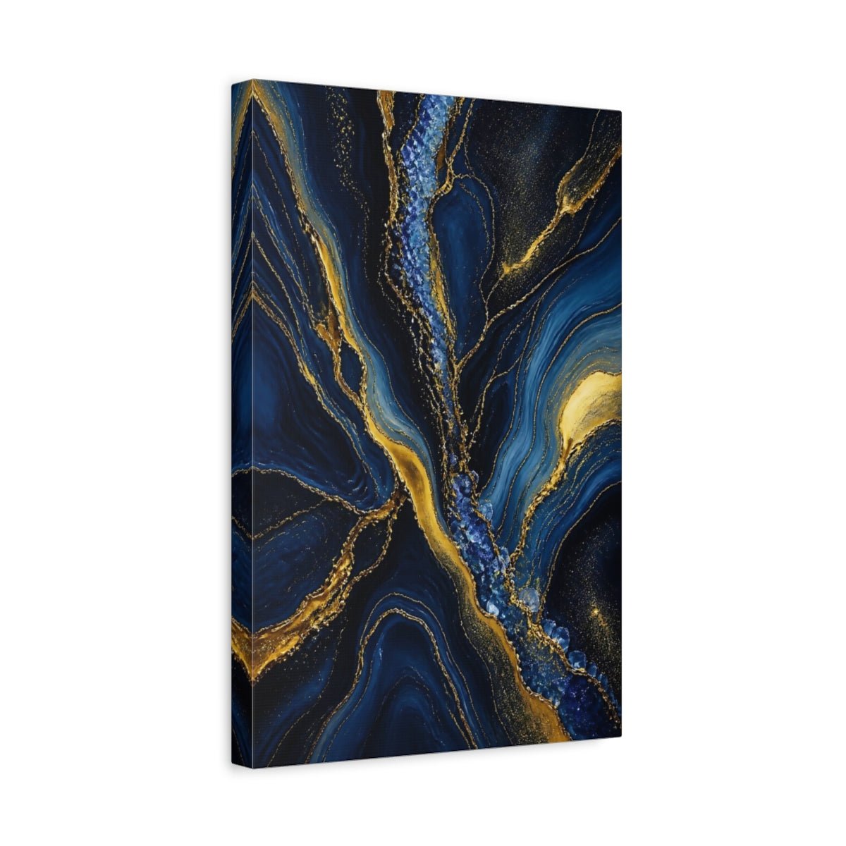 Abstract Flow Blue And Gold Canvas Wall Art Print – Living Room, Large - YesArtYes