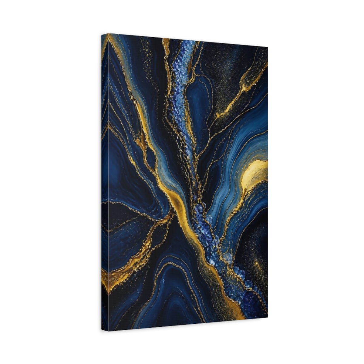 Abstract Flow Blue And Gold Canvas Wall Art Print – Living Room, Large - YesArtYes