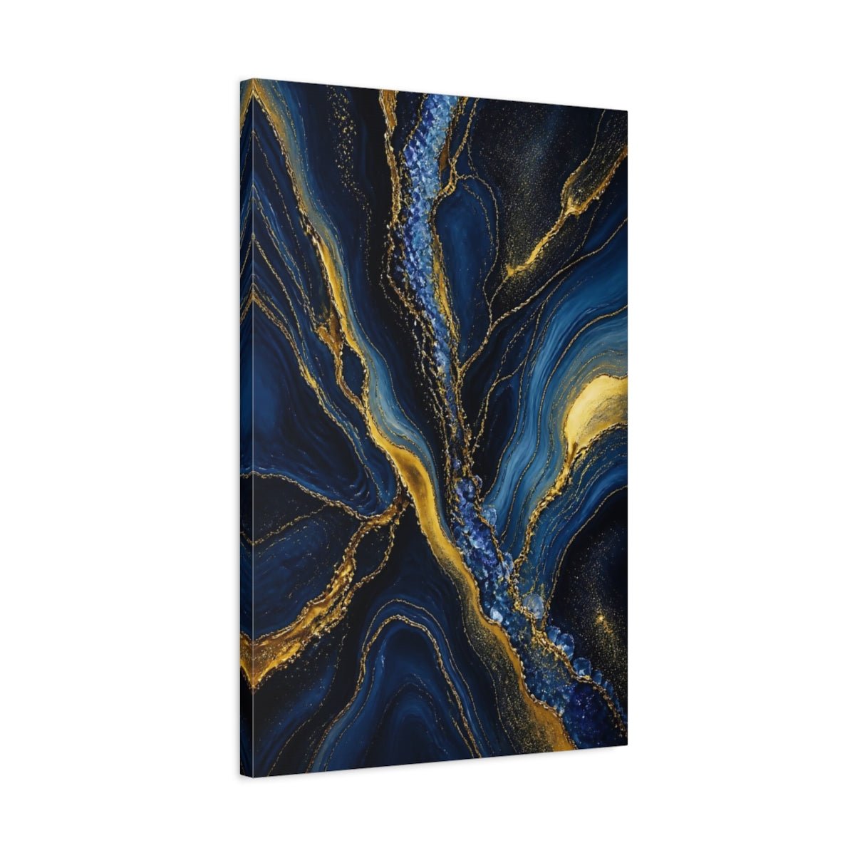 Abstract Flow Blue And Gold Canvas Wall Art Print – Living Room, Large - YesArtYes