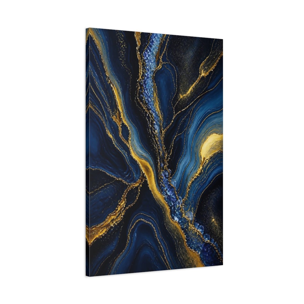 Abstract Flow Blue And Gold Canvas Wall Art Print – Living Room, Large - YesArtYes