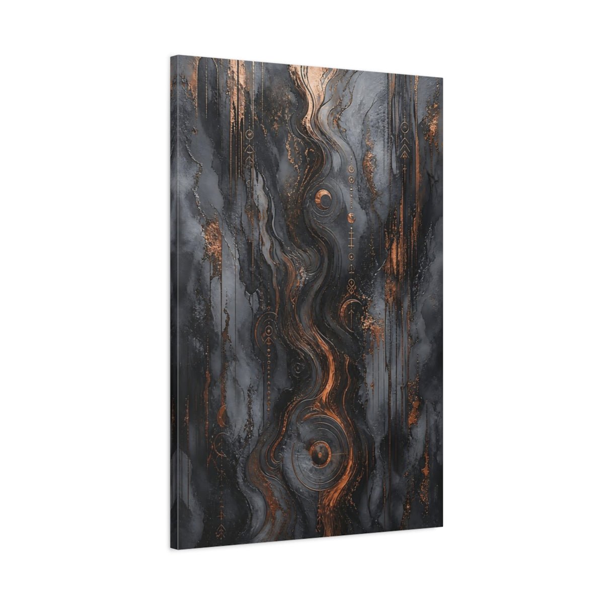 Abstract Flow Dark Grey Copper Canvas Print – Modern Decor for Living Room, Above Sofa - YesArtYes