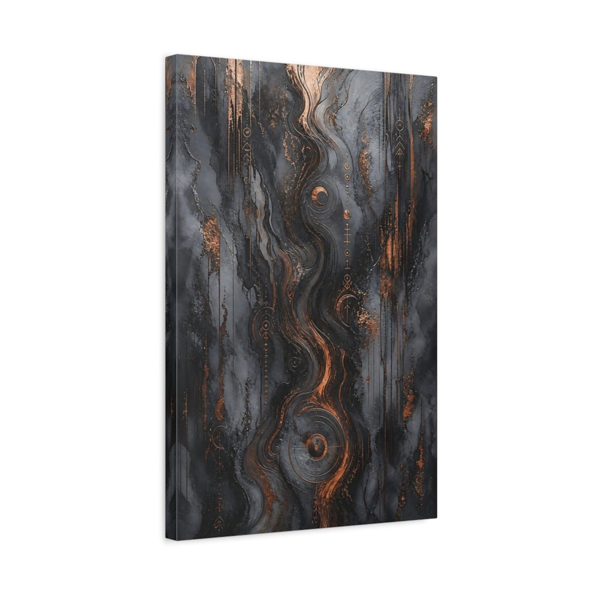 Abstract Flow Dark Grey Copper Canvas Print – Modern Decor for Living Room, Above Sofa - YesArtYes