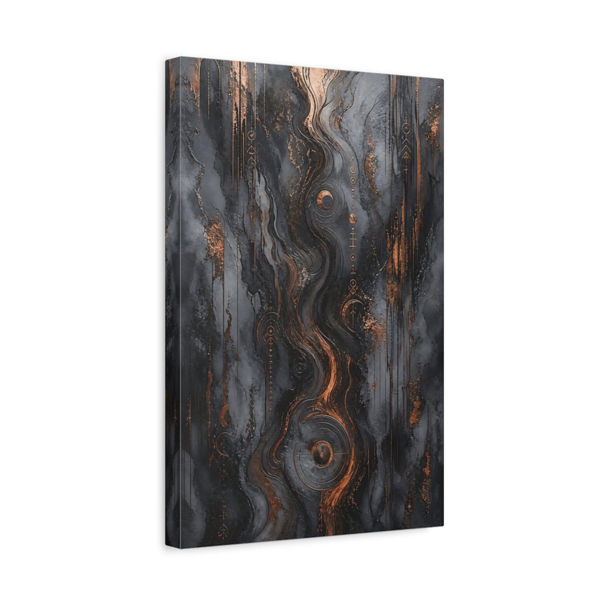 Abstract Flow Dark Grey Copper Canvas Print – Modern Decor for Living Room, Above Sofa - YesArtYes