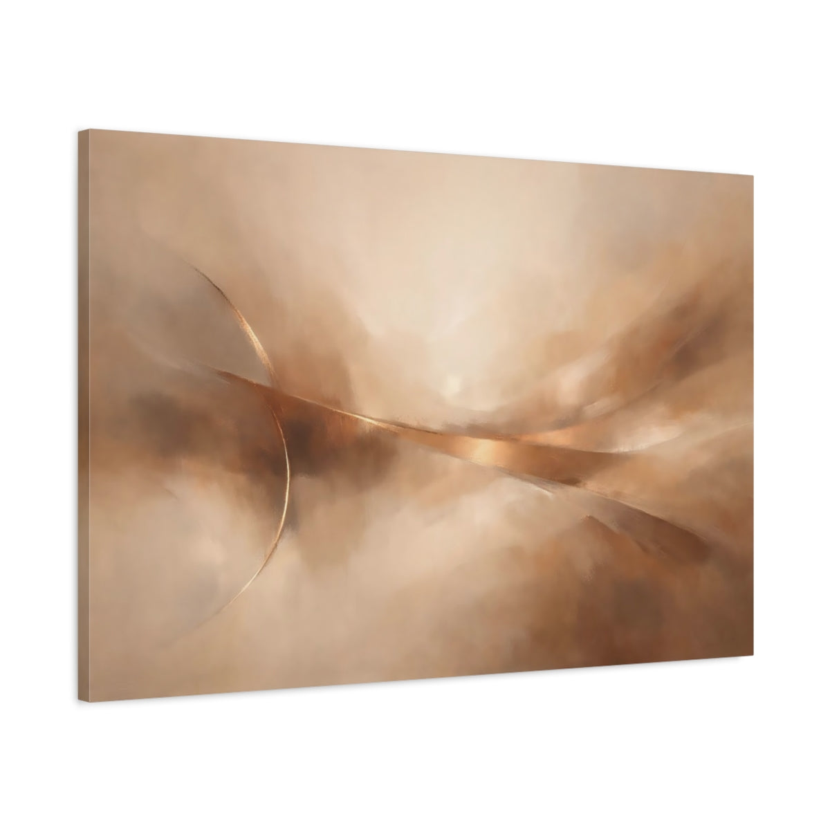 Side Mockup 1. Abstract Abstract Flow Gold Abstract Flow shown as stretched canvas wall art